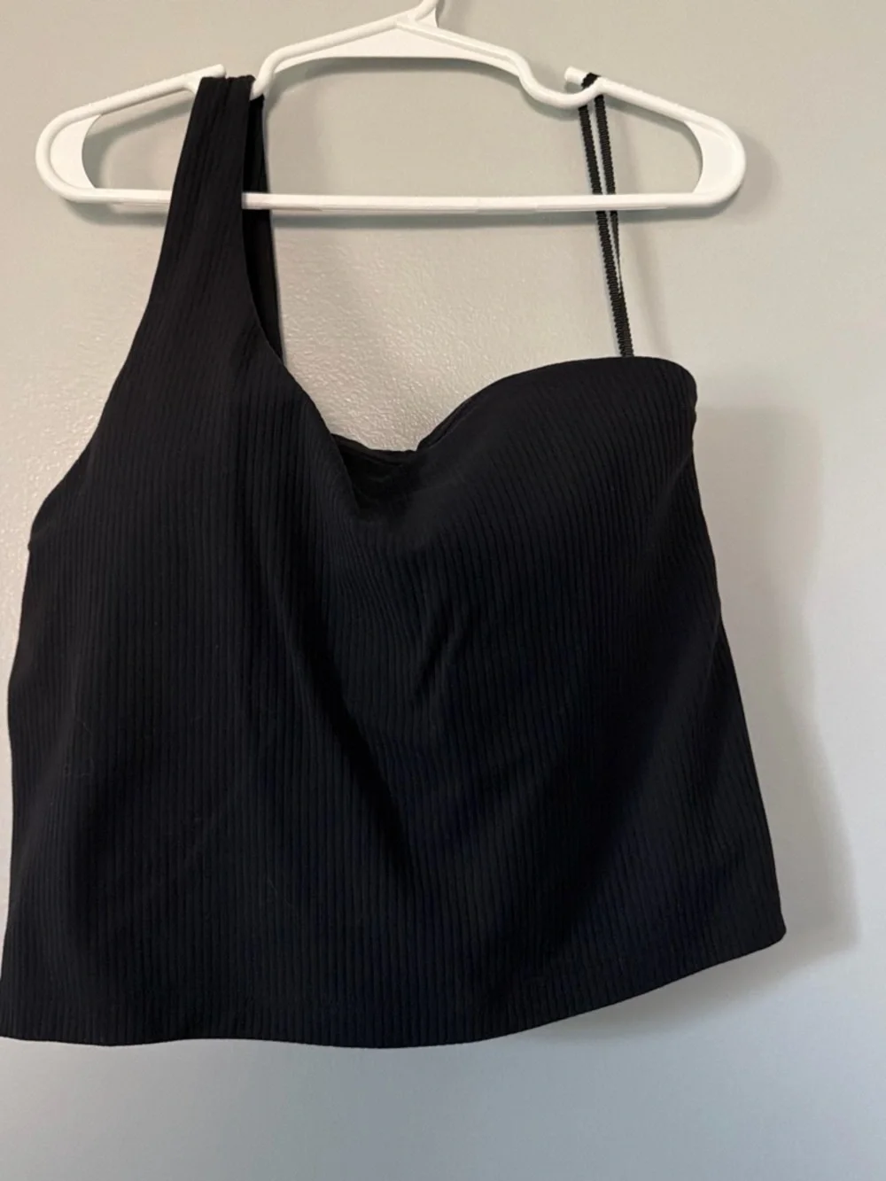 lululemon athletica Black Asymmetric Ribbed Crop Top